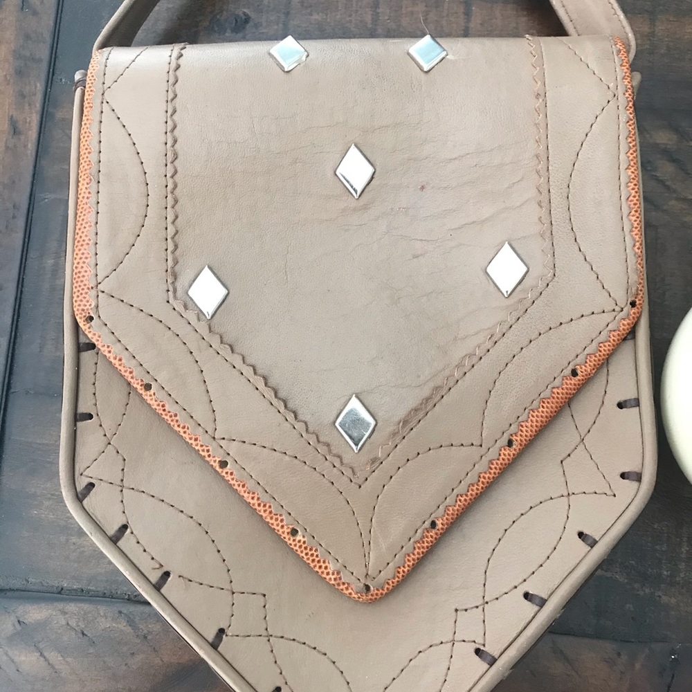 Vintage Mille Fiore beige leather Shoulder purse